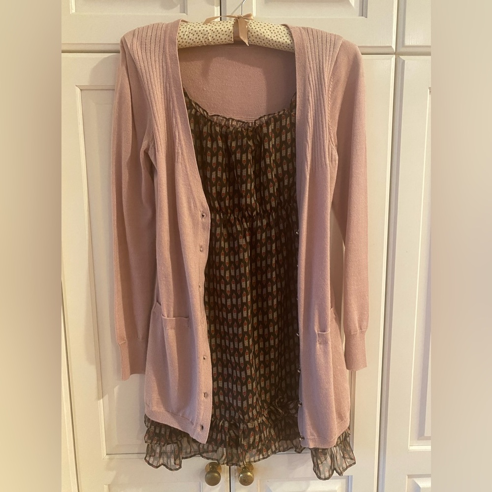Magolia sweater blouse Pink Wool blend 2 in 1 women Size S 36